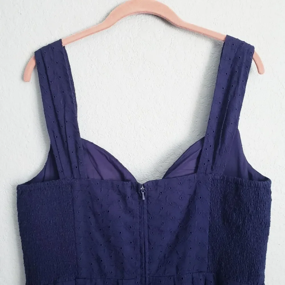 Lilly Pulitzer Cyndi Dress In Navy Blue Embroidered Fish Eyelet - Picture 9 of 11